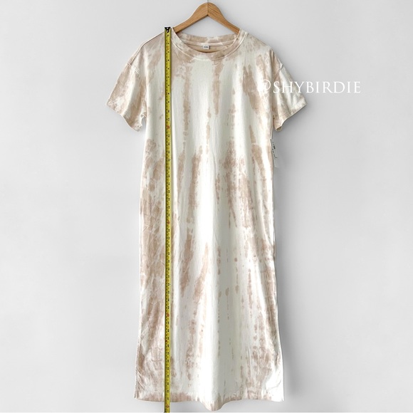 NWT Old Navy Tie Dye T-Shirt Dress 100% Cotton in Beige - Picture 4 of 13